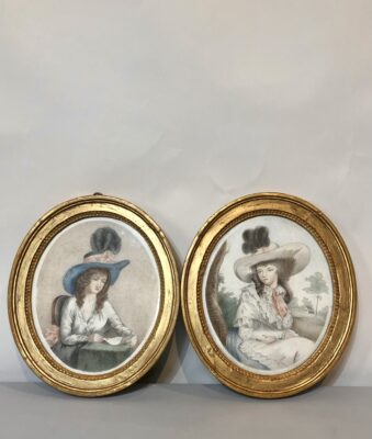 Paire de dessins XVIII éme siècle Anglais.