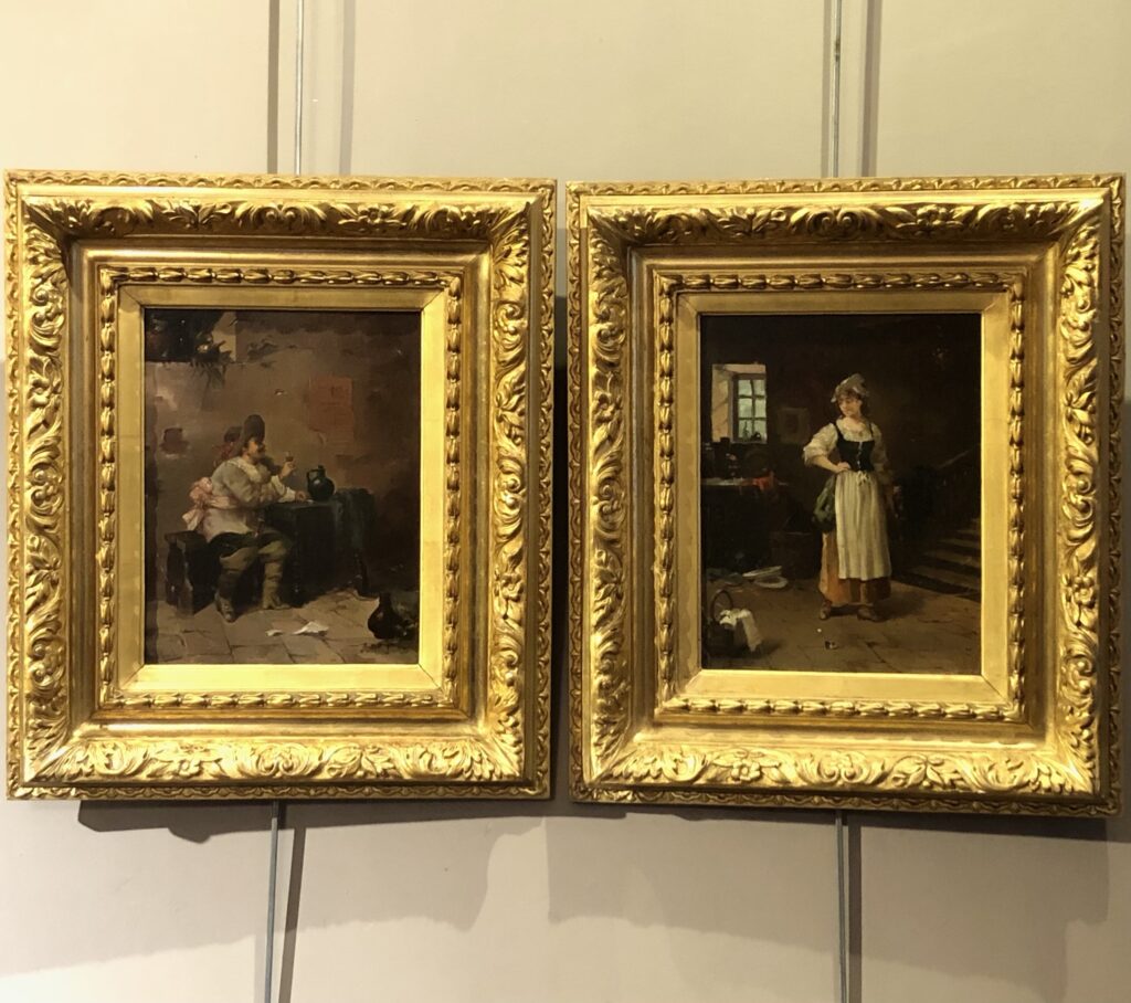 Paire De Tableaux Hollandais, XIX ème Siècle, style Louis XIII.