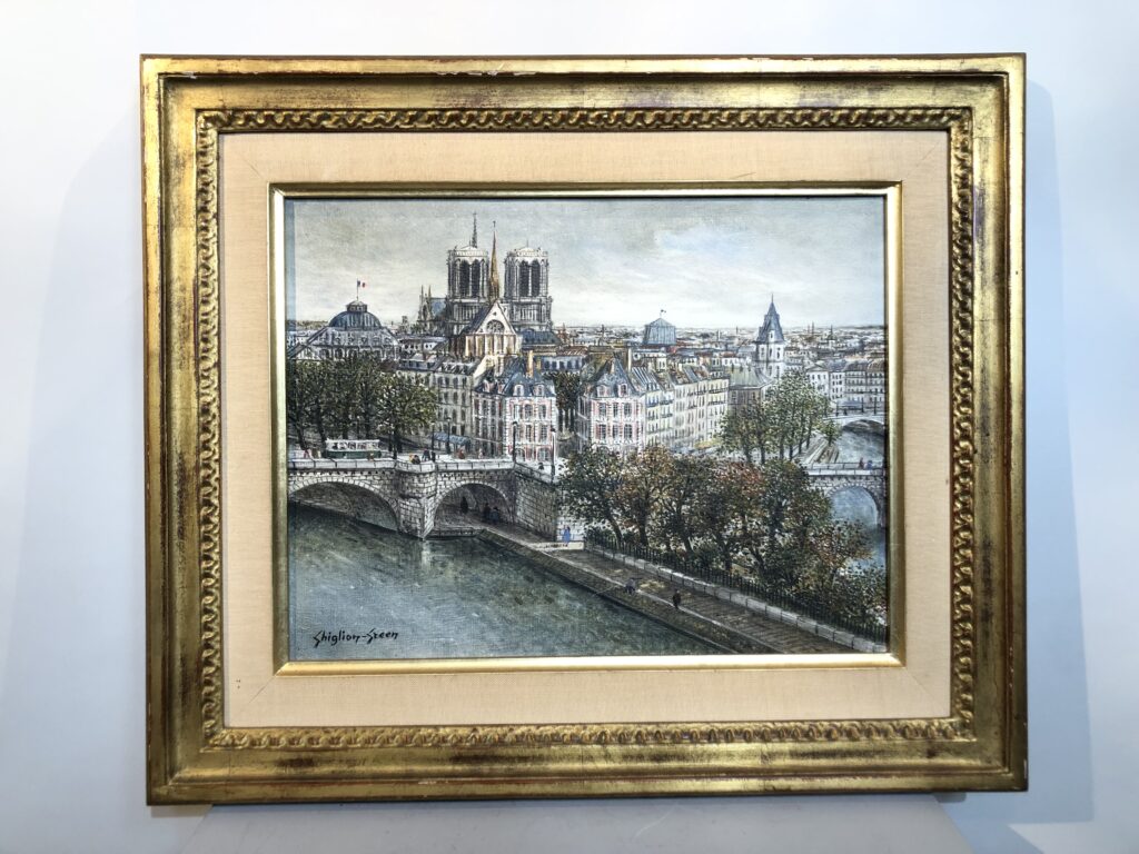 Tableau d’une vue de Paris signé SHIGLION-GREEN.