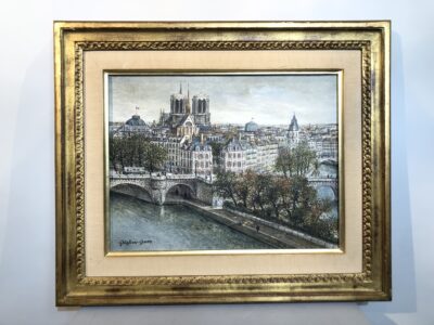 Tableau d’une vue de Paris signé SHIGLION-GREEN. 600€.