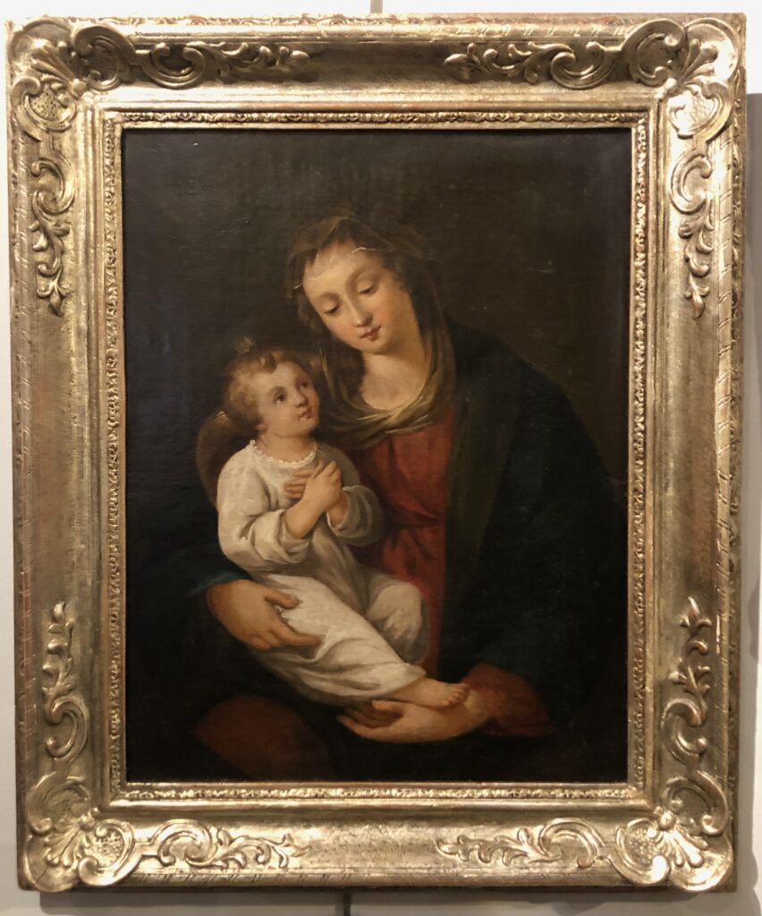 Tableau de la sainte Vierge et de l’enfant Jesus du XVIII ème siècle. 850€.
